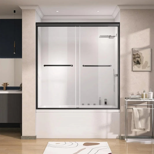 XMSJ Semi Frameless Tub Shower Door Bypass Bath Glass