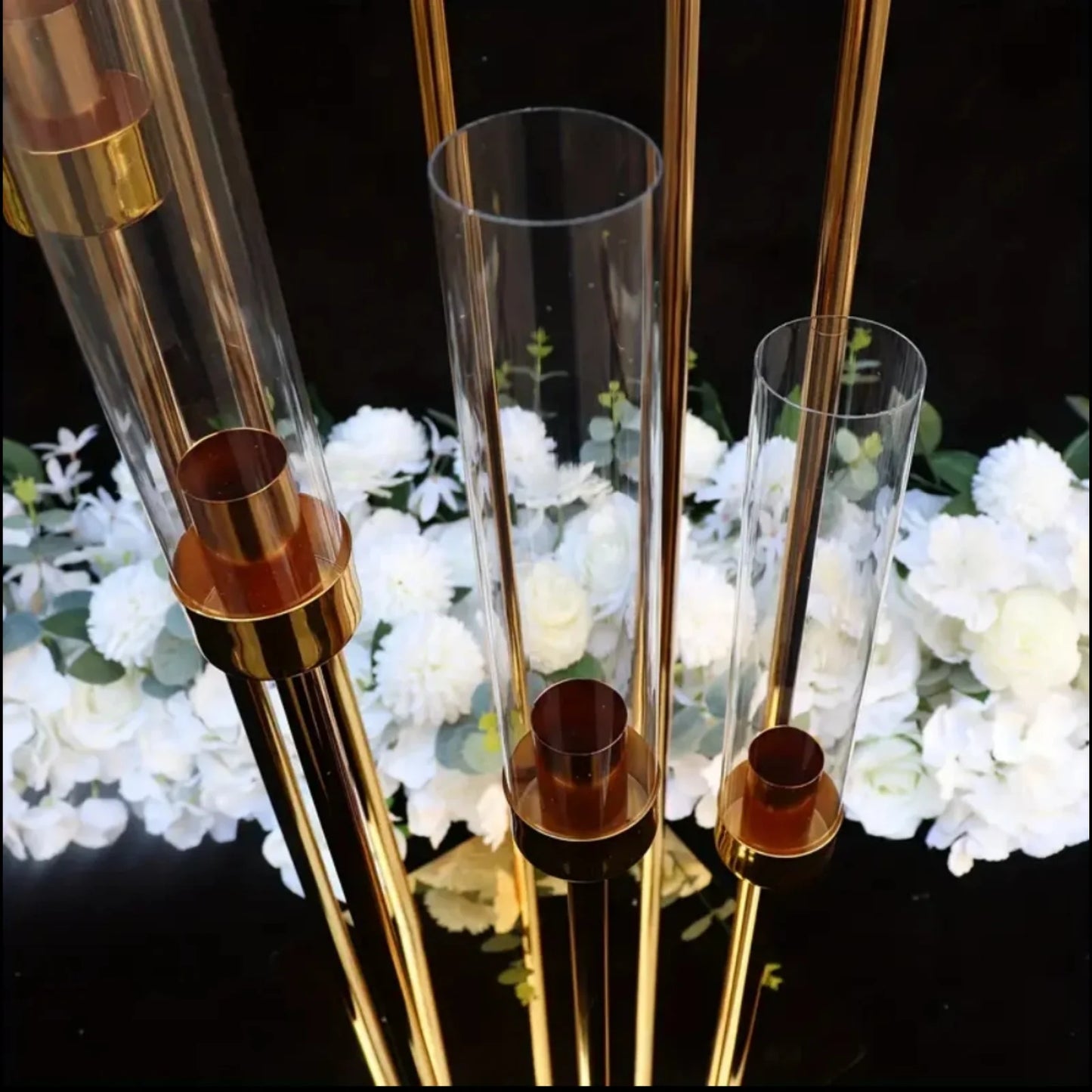 Elegant 1-piece Gold Metal 8-arm Candle Holder - A Tall Wedding Centerpiece.Multifunctional Dining Table Decoration, Suitable Fo