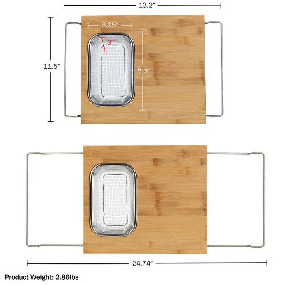 XMSJ 2 In 1 Bamboo Cutting Board With Removable Strainer