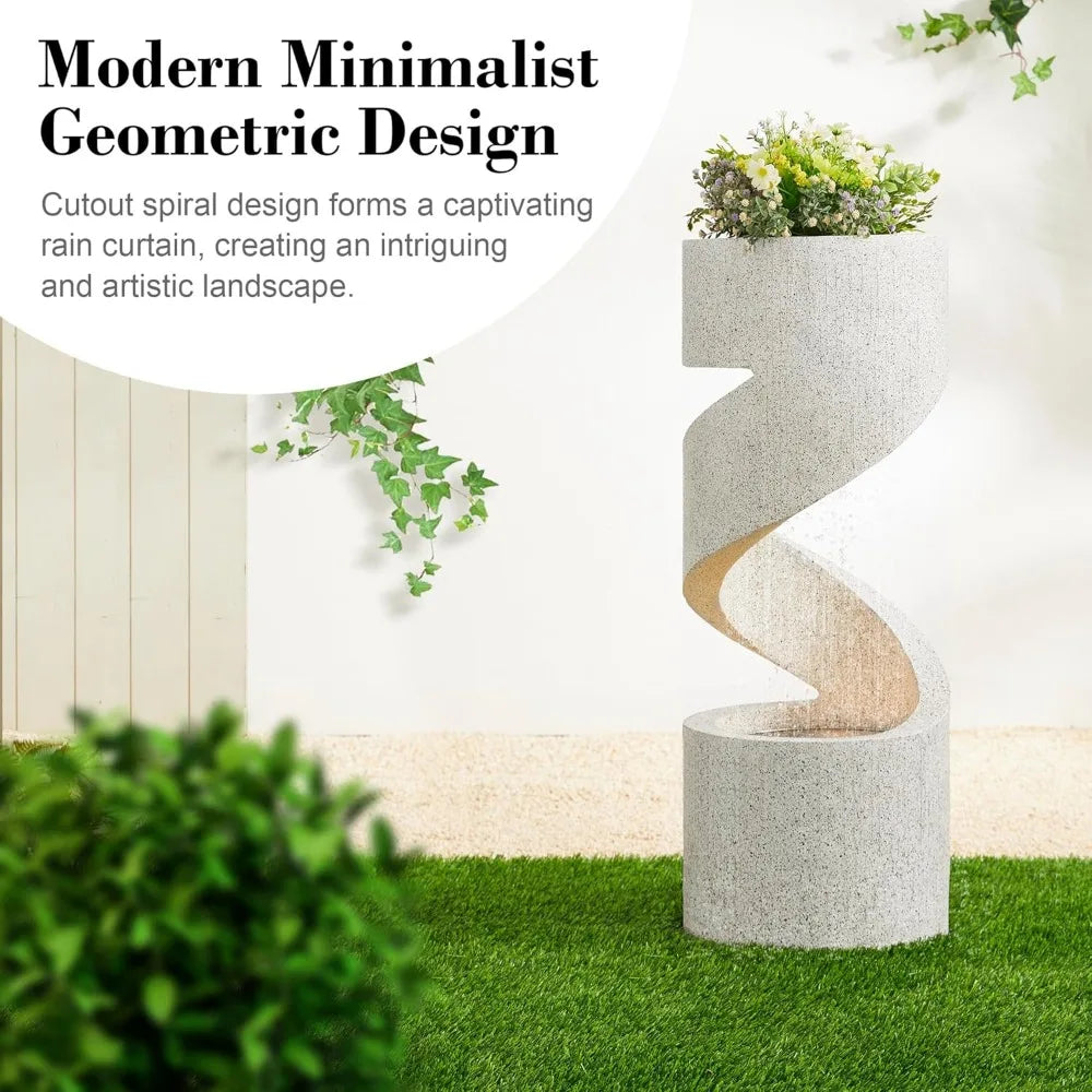 Glitzhome Tiered Outdoor Water Fountain With LED Lights