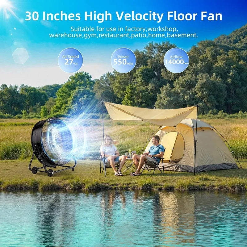 XMSJ Industrial Drum Fan High Velocity 14000 CFM With Tilt