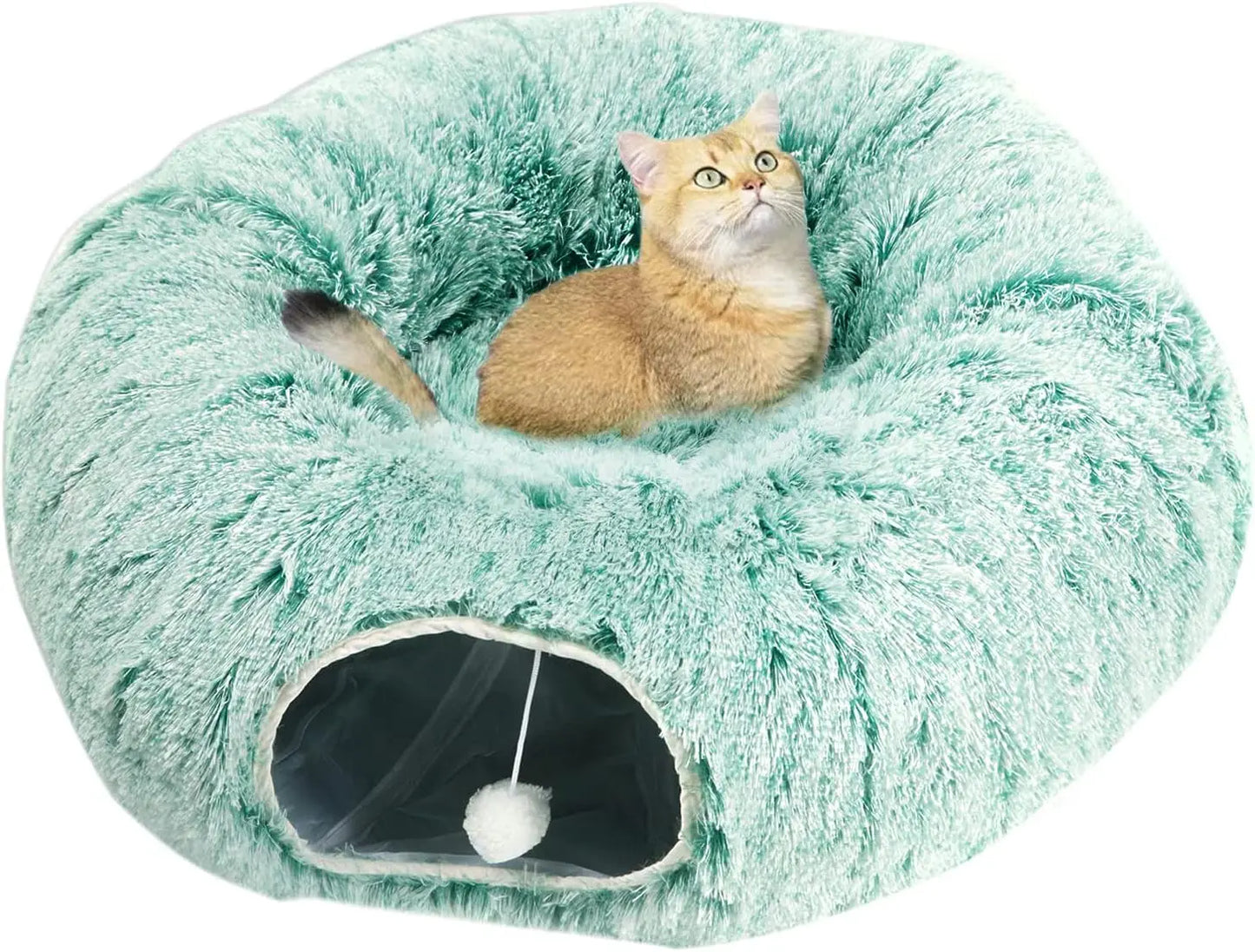 Hign Concerned Plush Cat Tunnel Bed With Central Mat