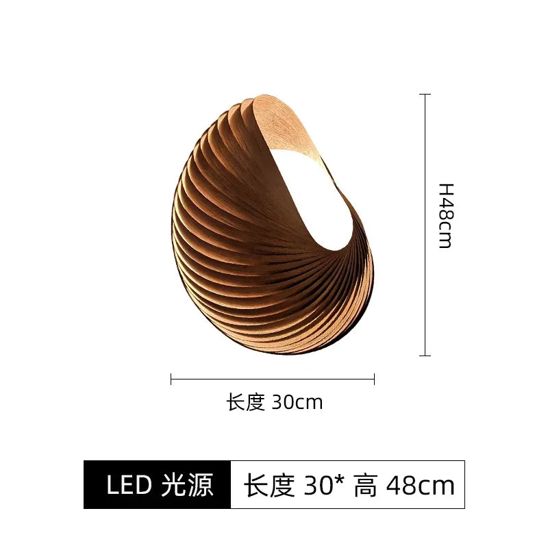 Japanese Modern Minimalist Wooden Wall Lamp Conch Sconce