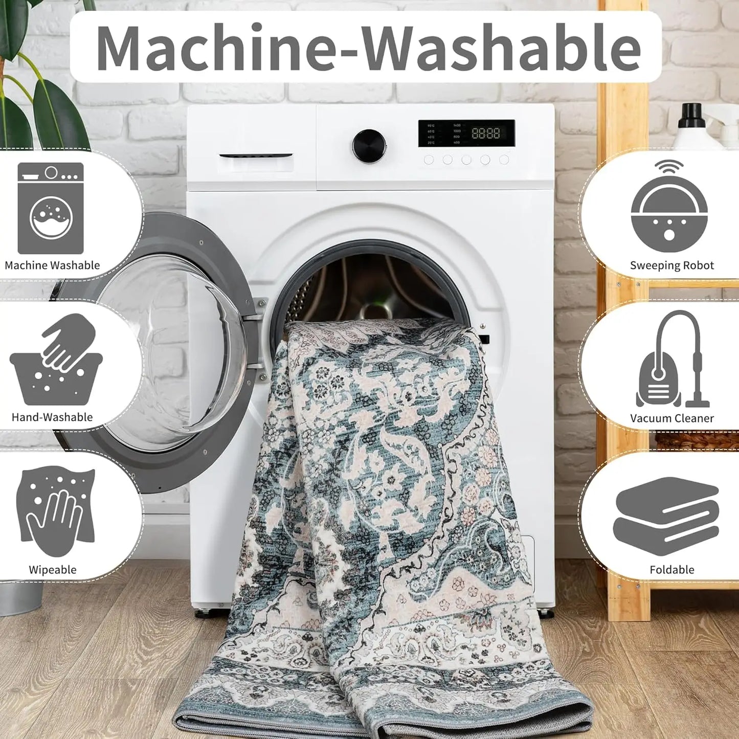 NoahasCN Vintage Machine Washable Area Rug Non Slip