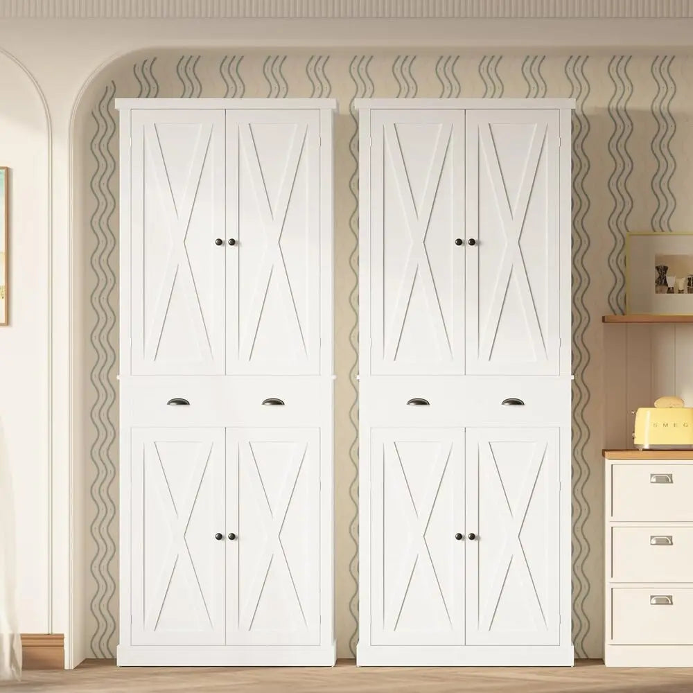 IRONCK Kitchen Pantry Storage Cabinet With Barn Doors