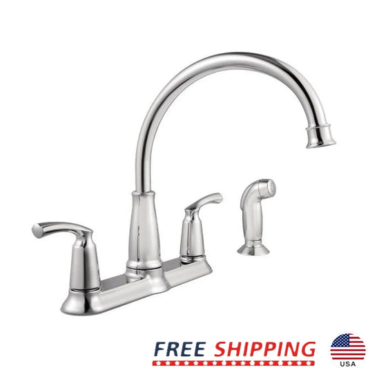 XMSJ Bexley Two Handle Chrome Kitchen Faucet With Sprayer