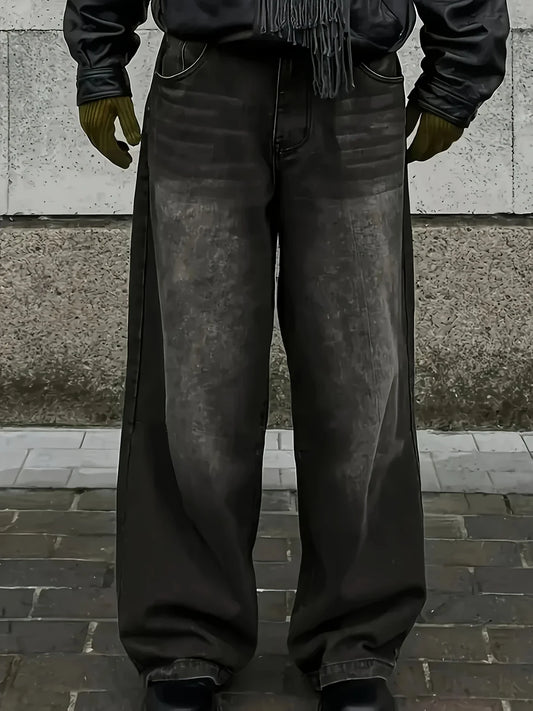 Guangdong Jeans Mens Skinny Wide Leg Denim Pants Casual