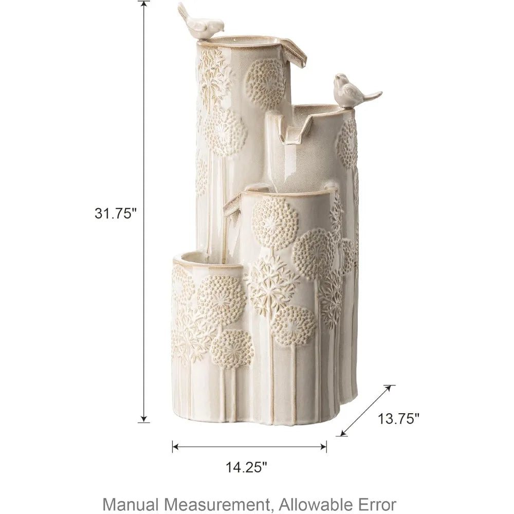 Glitzhome Outdoor Water Fountain With LED Lights And Pump