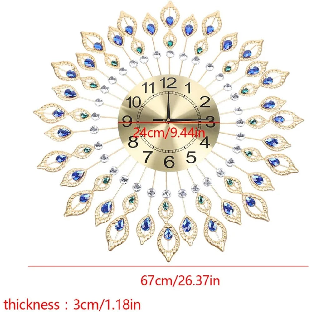 Hign Concerned Wall Clock Crystal Modern Silent Round Decor