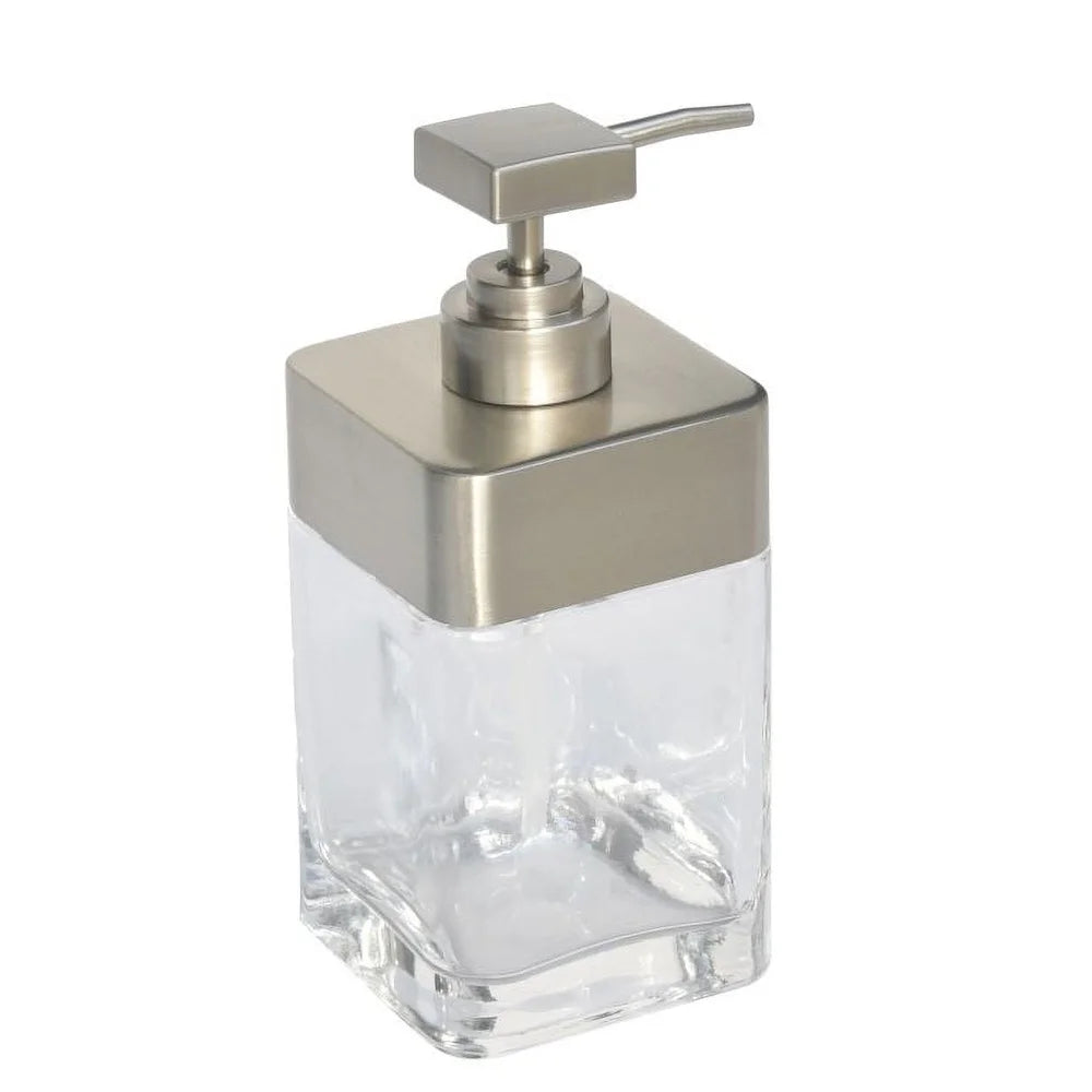 XMSJ Square Glass Soap Dispenser With Metal Accent