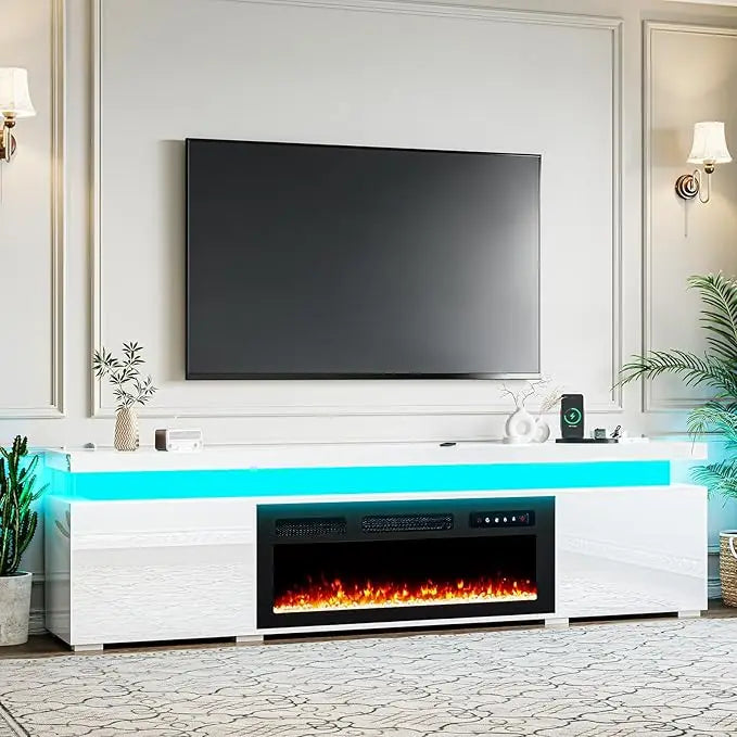 Color Modern Fireplace TV Stand With LED Lighting Ambient