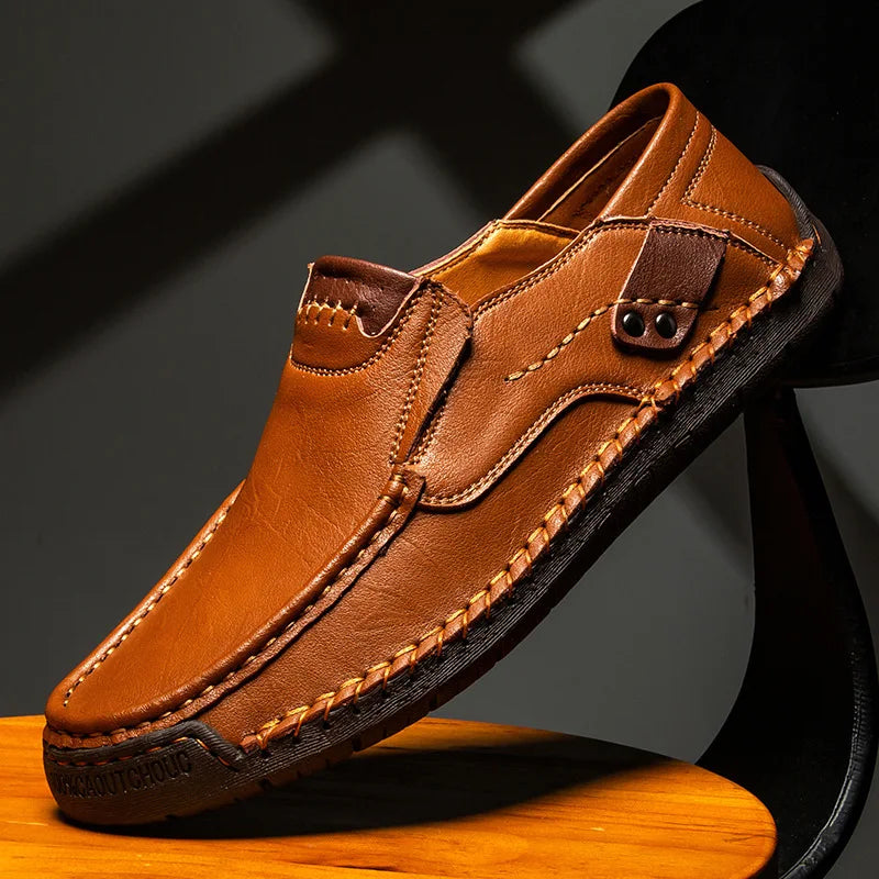 CColinican Leather Men Slip On Loafers Casual Walking Shoes