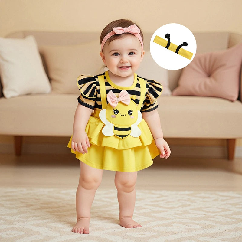 CN Guangdong Baby Girl Floral Print Ruffle Romper Set
