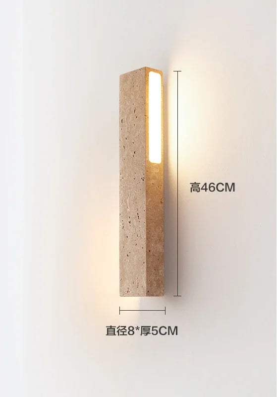 Outdoor Wall Lamp Travertine Stone Japanese Style LED Light