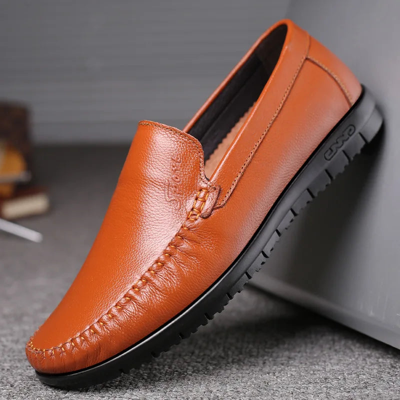 BPOXE Mens Designer Leather Driving Shoes All Season