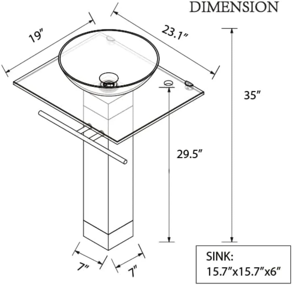 Vaniy Glass Vessel Vanity Sink With Ceramic Basin US