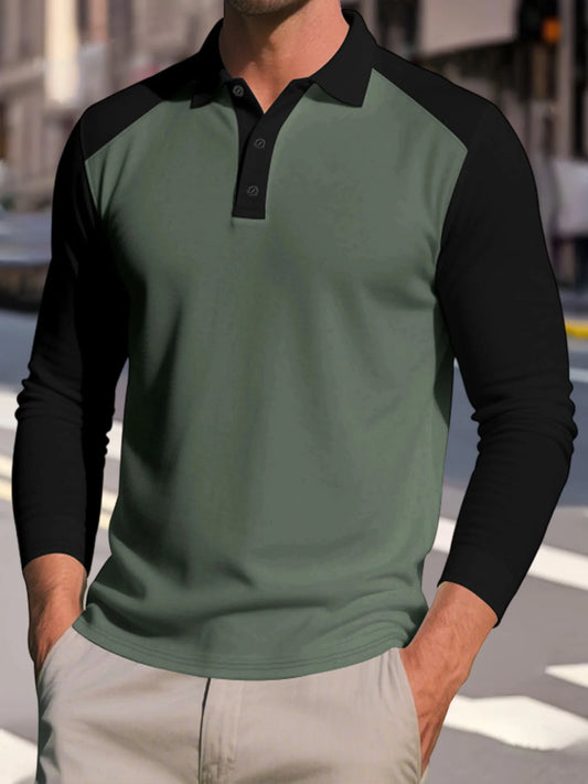 CN Guangdong Men Long Sleeve T Shirt Turn Down Collar