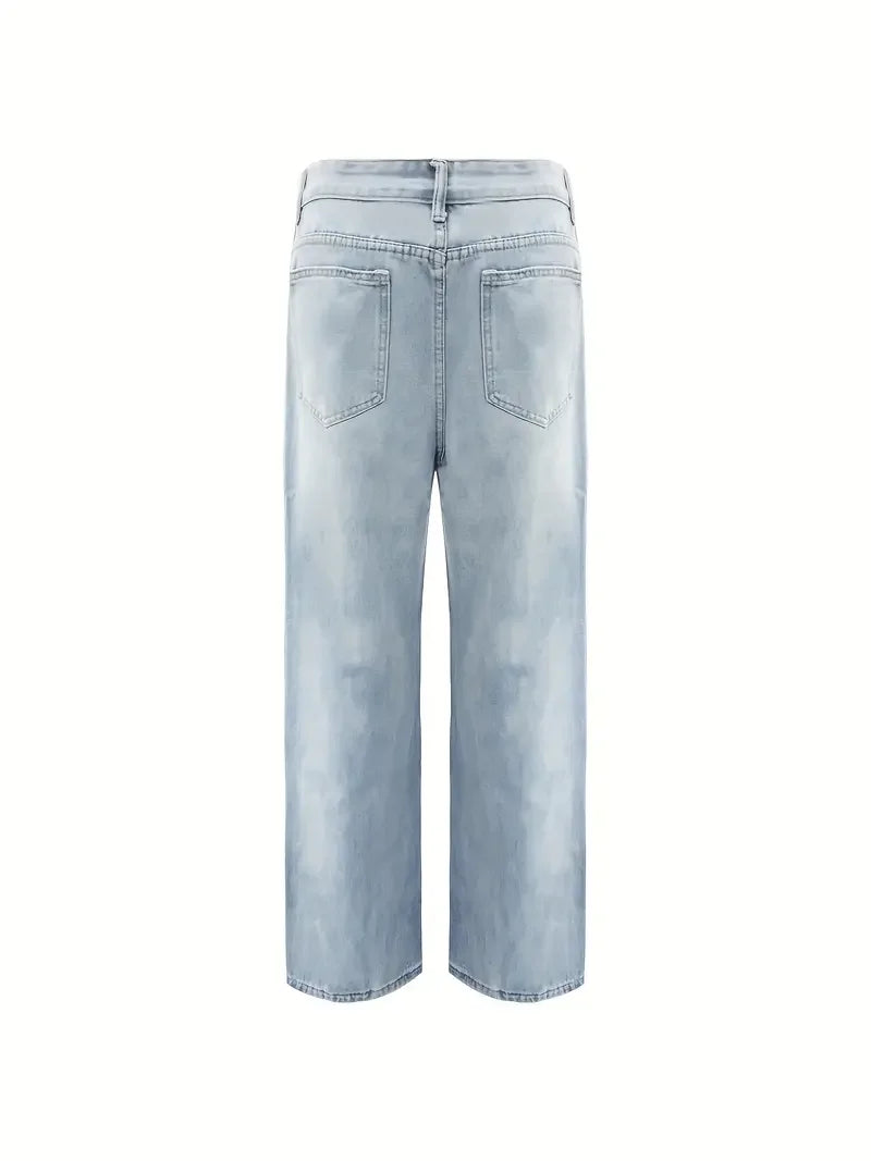 Mens Vintage Jeans Casual Loose Straight Fit Denim