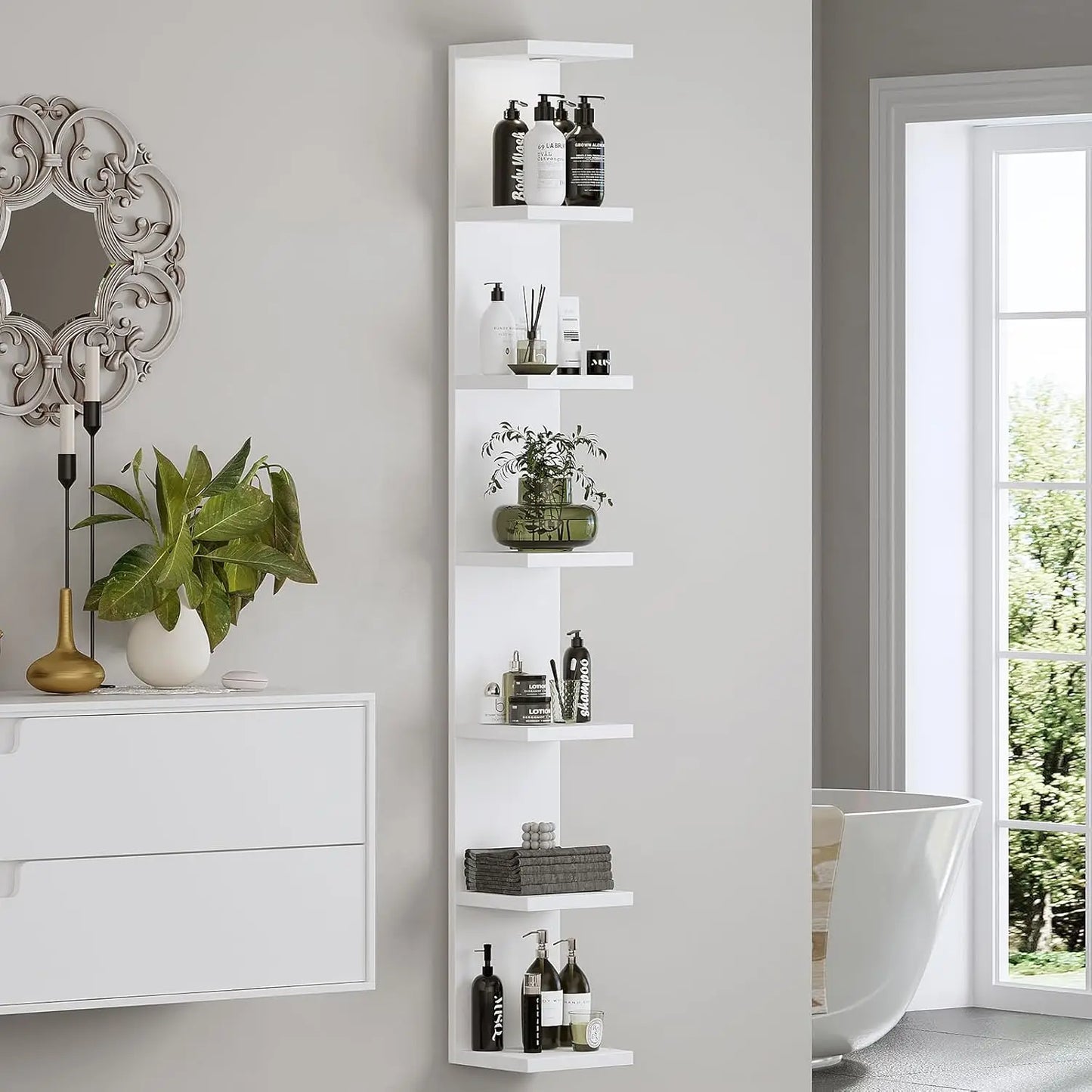 Hign-concerned Versatile 7 Tier Wall Shelf Unit LED Light