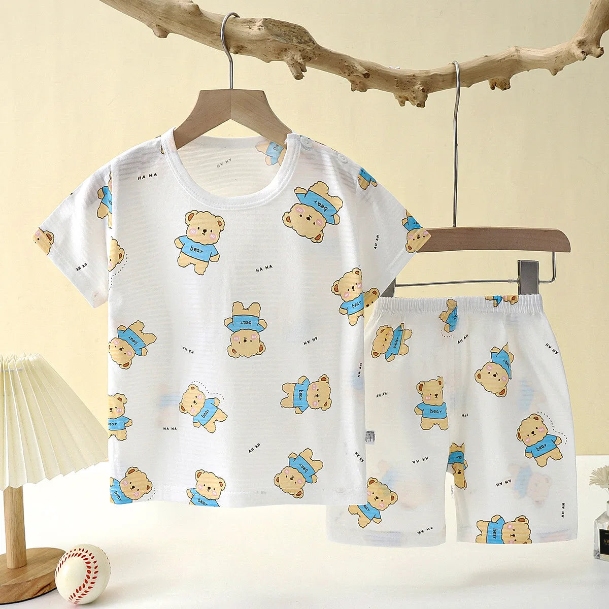 Wistful Smile Kids Summer Pajamas Two Piece Cotton Set