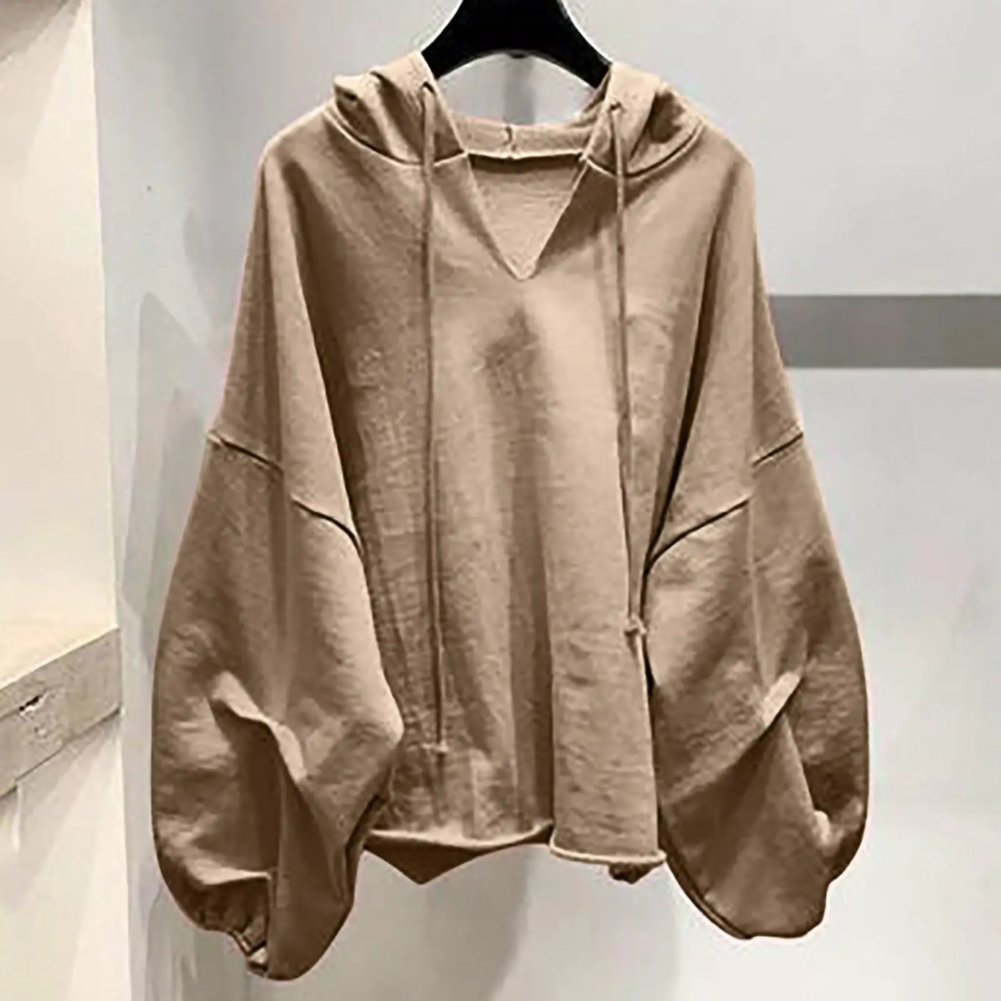 Women V Neck Loose Sweatshirt Polyester Casual Top Wear