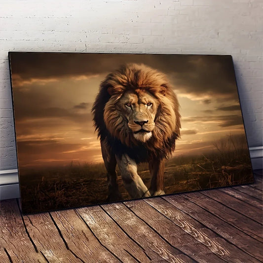 Hign-concerned Lion Frameless Canvas Mural Animal Print