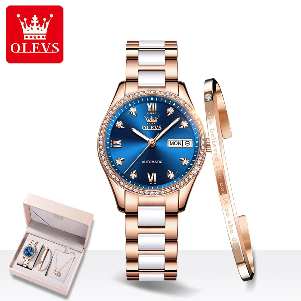 OLEVS 6637 Luxury Women Automatic Mechanical Watch Calendar