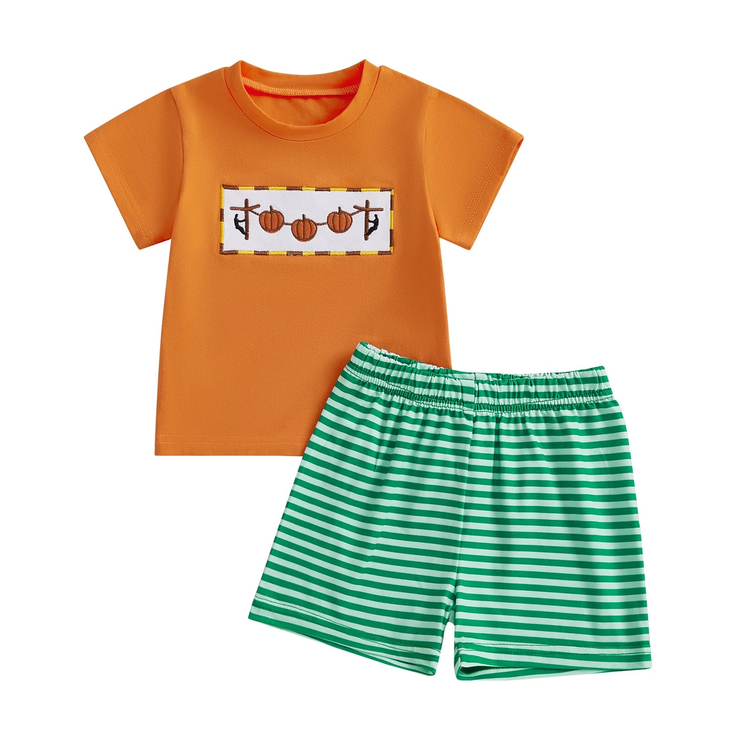Guangdong Baby Boys Summer Knit Pumpkin Embroidery Set