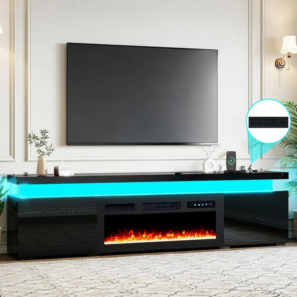 Color Modern Fireplace TV Stand With LED Lighting Ambient