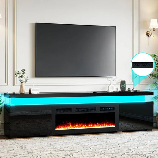 Color Modern Fireplace TV Stand With LED Lighting Ambient