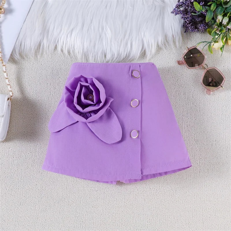 Adorable Baby Girl Summer Ensemble With 3D Floral Skirt