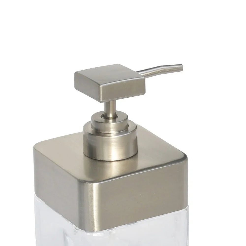 XMSJ Square Glass Soap Dispenser With Metal Accent