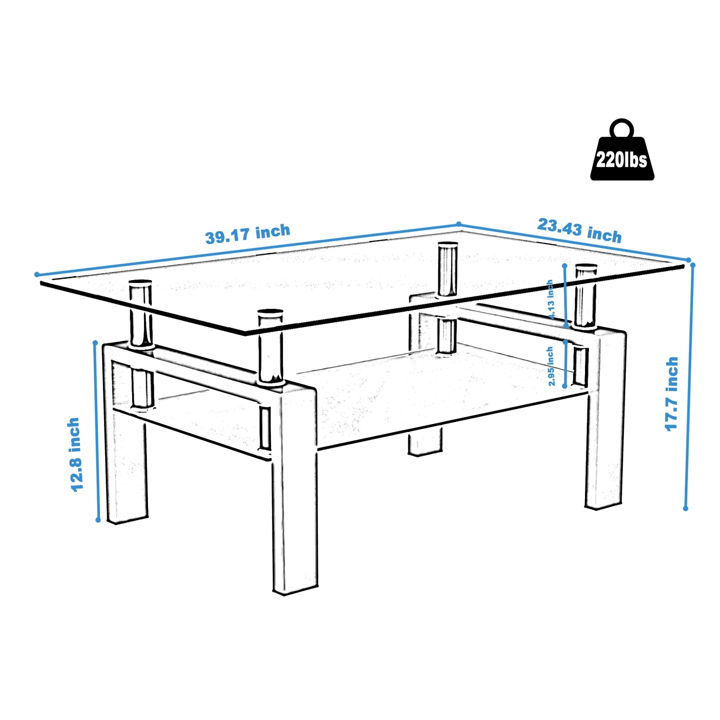 Hign-concerned Glass Coffee Table for Living Room Spaces