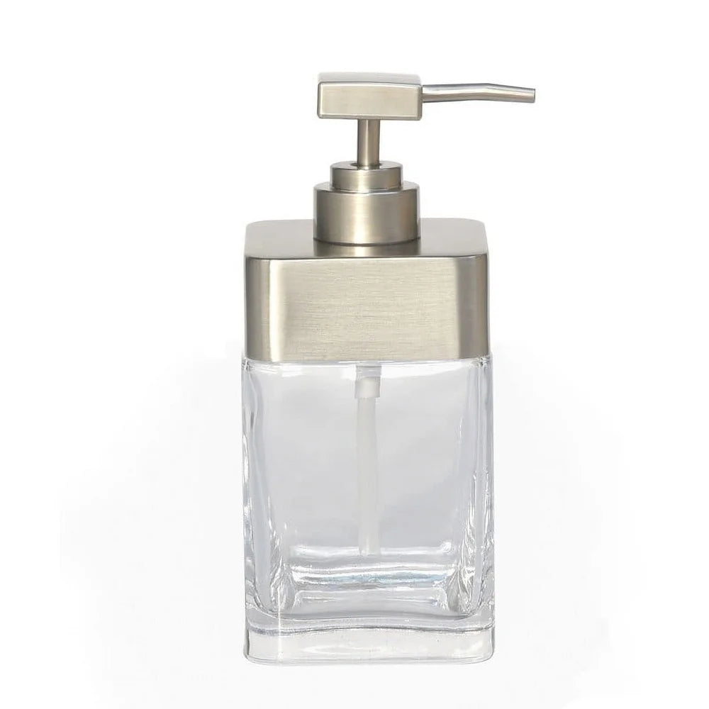 XMSJ Square Glass Soap Dispenser With Metal Accent