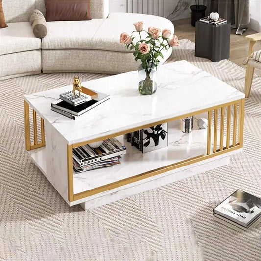 Complete Home And Apparel Marble Veneer Glossy Coffee Table