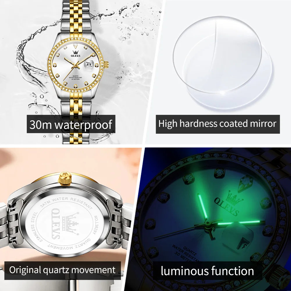 OLEVS Elegant Women Wristwatch Quartz Diamond Dial Style