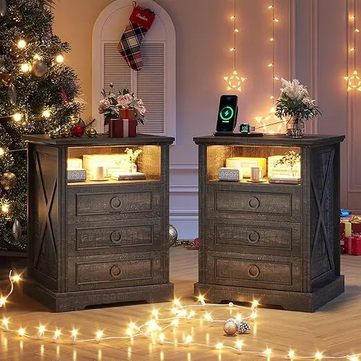 Complete Home And Apparel Nightstand Set 2 Charging Station