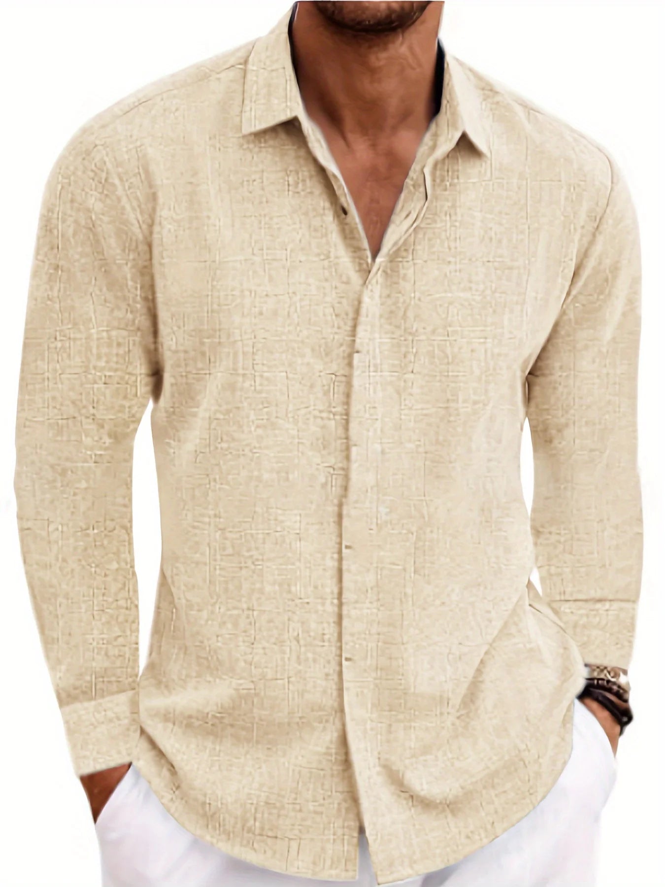 Zhejiang Linen Long Sleeve Shirt For Men Cotton Linen Blend