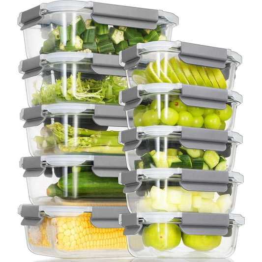Glass Meal Prep Containers Airtight Lids For Food Storage