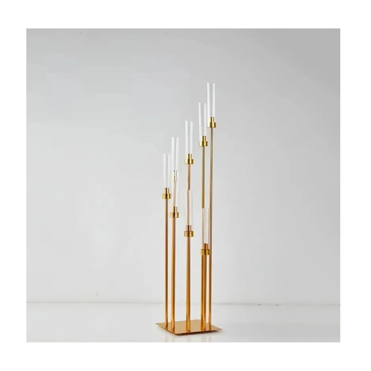 Elegant 1-piece Gold Metal 8-arm Candle Holder - A Tall Wedding Centerpiece.Multifunctional Dining Table Decoration, Suitable Fo