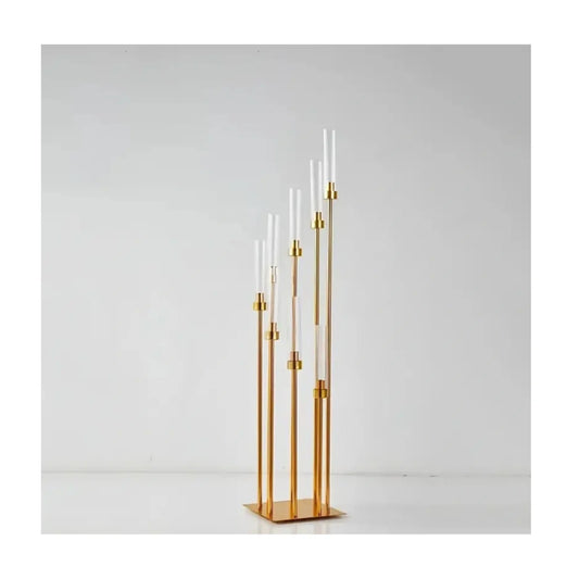 Elegant 1-piece Gold Metal 8-arm Candle Holder - A Tall Wedding Centerpiece.Multifunctional Dining Table Decoration, Suitable Fo