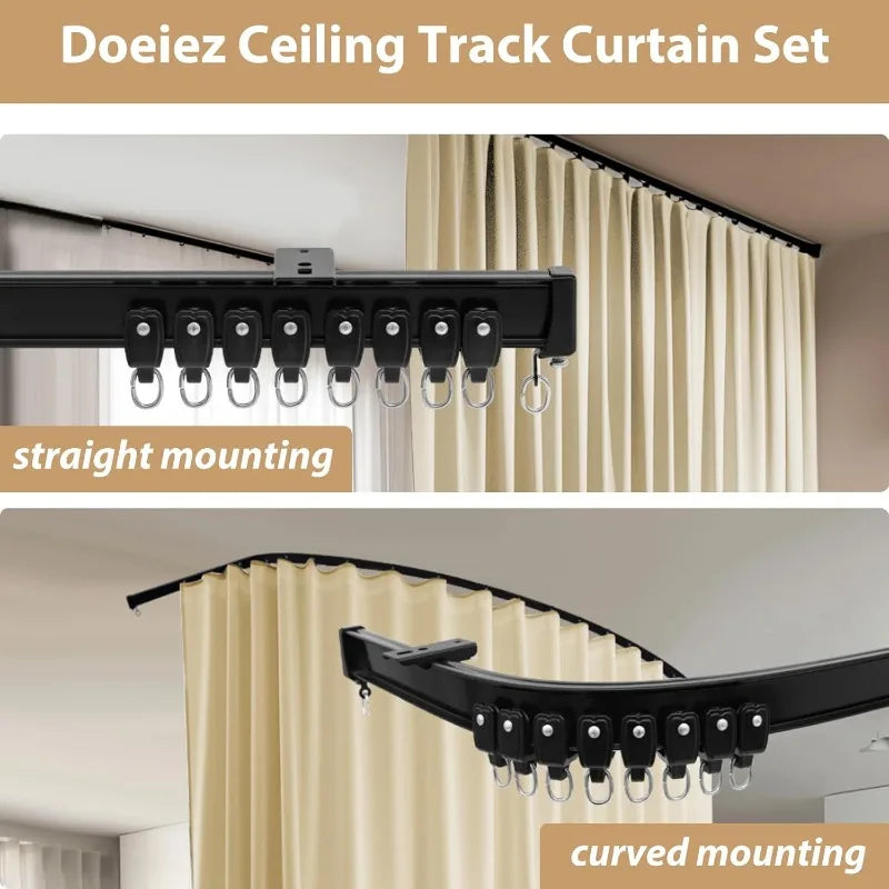 Room Divider Blackout Curtains Sliding Track Set Bedroom