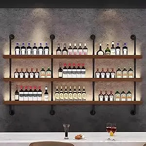 TANGXU 5 Tier Industrial Wall Mounted Wine Rack Shelves