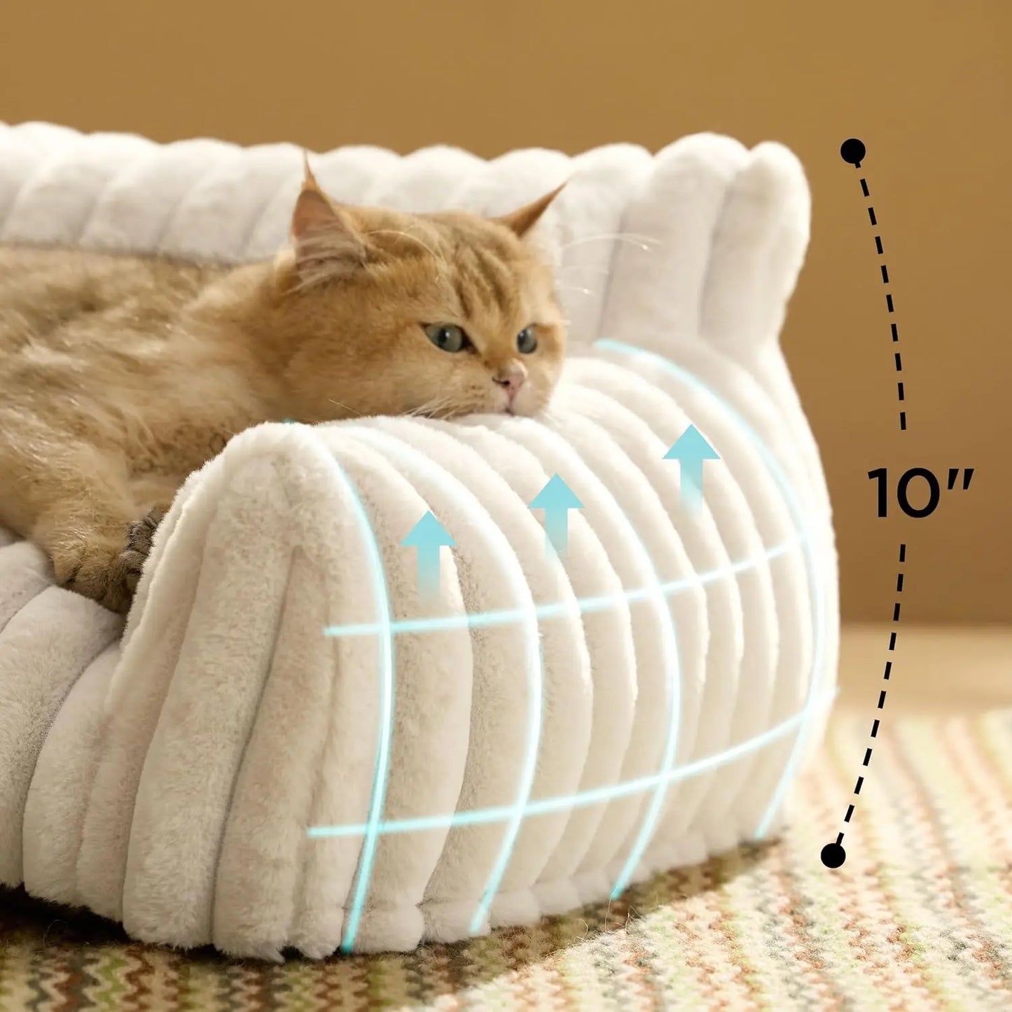 Bedsure Pet Sofa Bed Fluffy Corduroy Cat Couch Soft Fleece