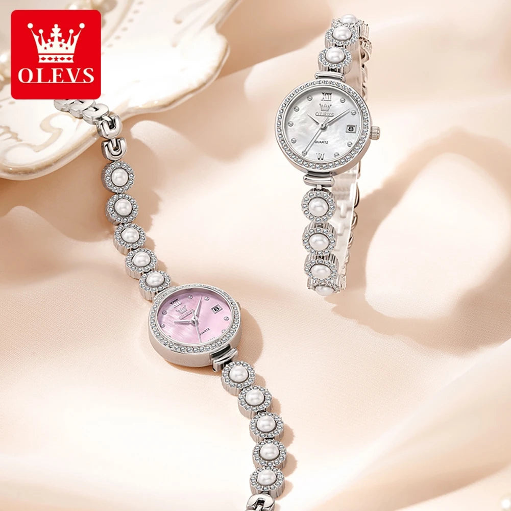 OLEVS 5635 Women Watch Elegant Quartz Waterproof Pearl Date