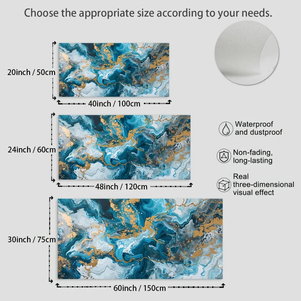 Blue Abstract Canvas Wall Art Print for Living Room