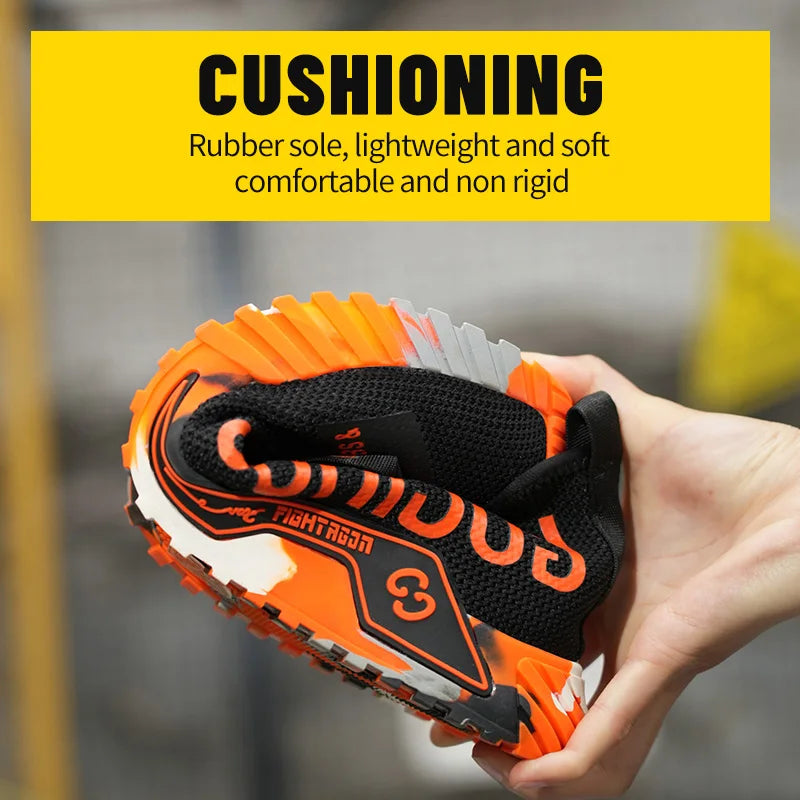 Men Safety Shoes Anti Smash Puncture Soft Sole Fabric Upper