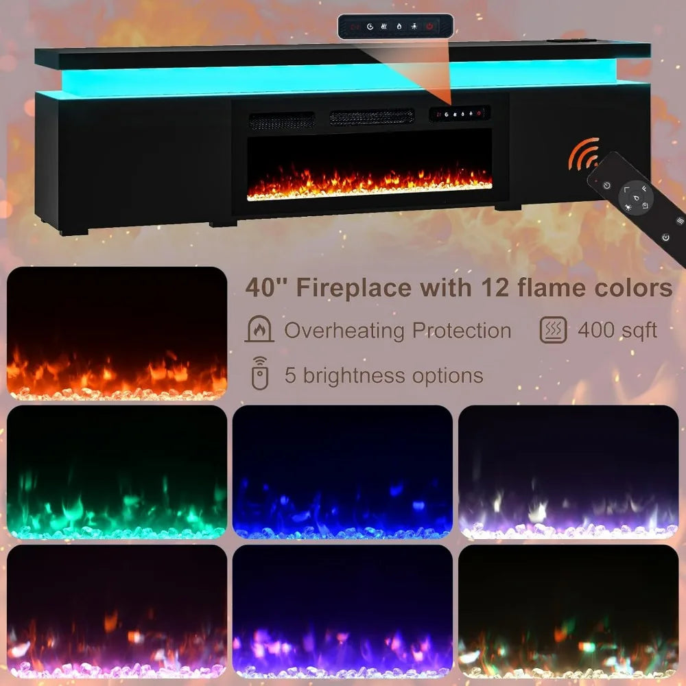 Color Modern Fireplace TV Stand With LED Lighting Ambient