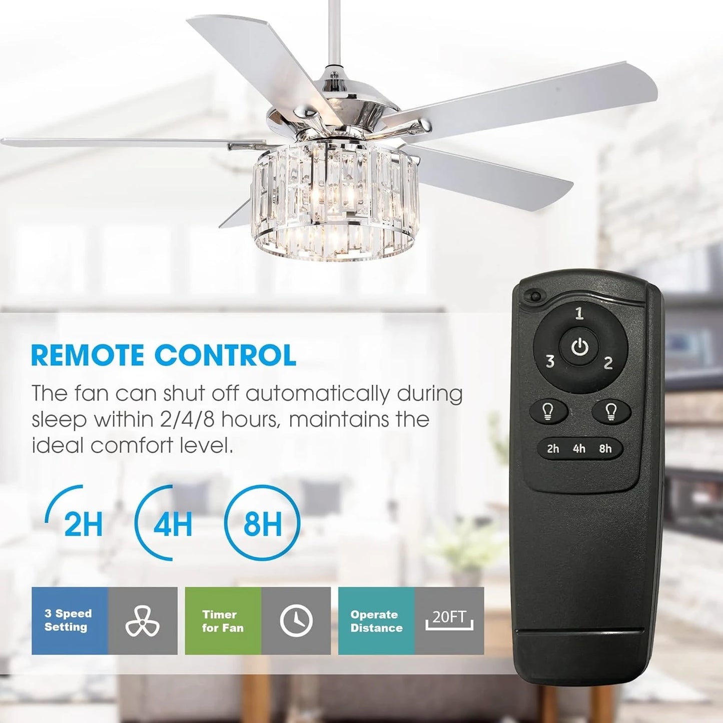 Hign-concerned Ceiling Fan With Lights And Remote Whisper
