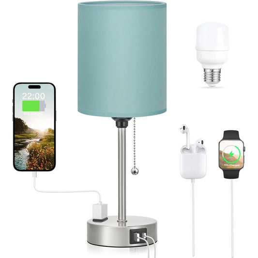 Bedside Table Lamp With Three Temperature Modes USB C Ports